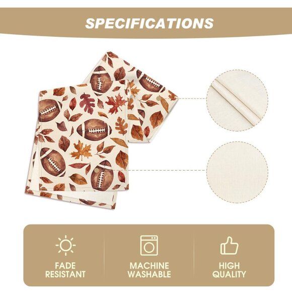 Fall Autumn Table Runner Pumpkin Football Maple Leaves Dining Table (SKU: 254MI) - Picture 7 of 9